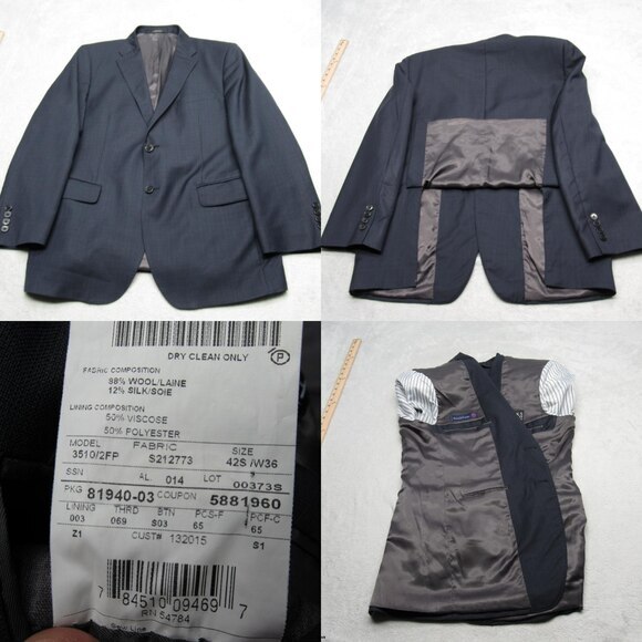 Ermenegildo Zegna Wool Silk Blend Blazer Mens 42S Blue Check 2 Button 2 Vents *‎ - Picture 1 of 16